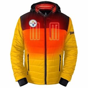 Pittsburgh Steelers Mens Large ActionHeat 5V Battery Heated Puffer Jacket Hooded